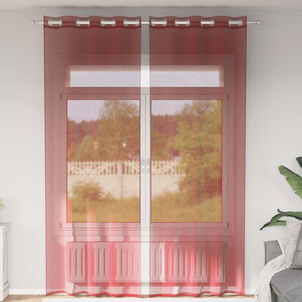 vidaXL Rideaux en voile avec &oelig;illets 2 pcs rouge bordeaux