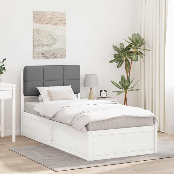 vidaXL Cadre de lit avec t&ecirc;te de lit rembourr&eacute;e Gris clair 75 x 190 cm
