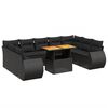 vidaXL Salon de jardin 10 pcs avec coussins noir r&eacute;sine tress&eacute;e