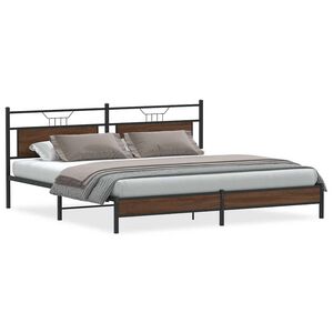 vidaXL Cadre de lit en m&eacute;tal sans matelas ch&ecirc;ne marron 193x203 cm
