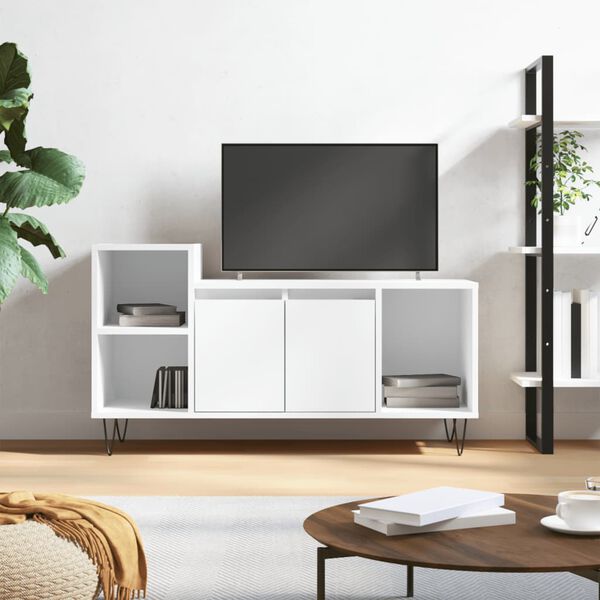 vidaXL Meuble TV Blanc 100x35x55 cm Bois d'ing&eacute;nierie