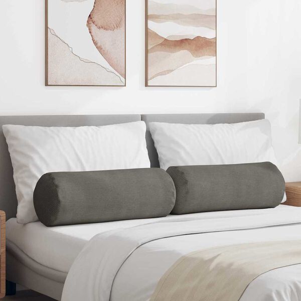 vidaXL Coussins d'accent 2 pcs Gris clair &Oslash; 25 x 70 cm