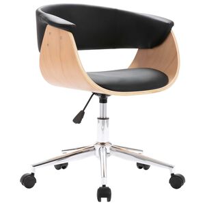 vidaXL Chaise pivotante de bureau Noir Bois courb&eacute; et similicuir