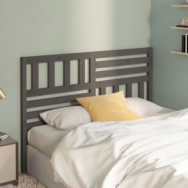 vidaXL T&ecirc;te de lit Gris 126x4x100 cm Bois massif de pin