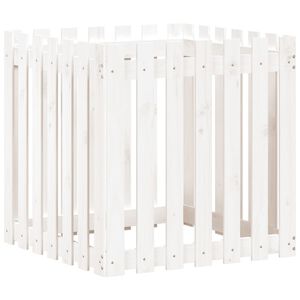 vidaXL Jardini&egrave;re avec design de cl&ocirc;ture blanc 70x70x70 cm pin massif