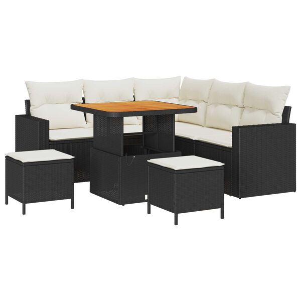 vidaXL Ensemble de canap&eacute; de jardin 8 pcs Noir polyrotin