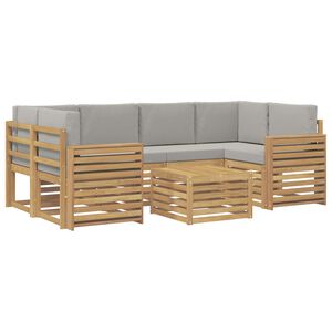 vidaXL Ensemble de canap&eacute;s d'ext&eacute;rieur 7 pc Blanc et gris clair