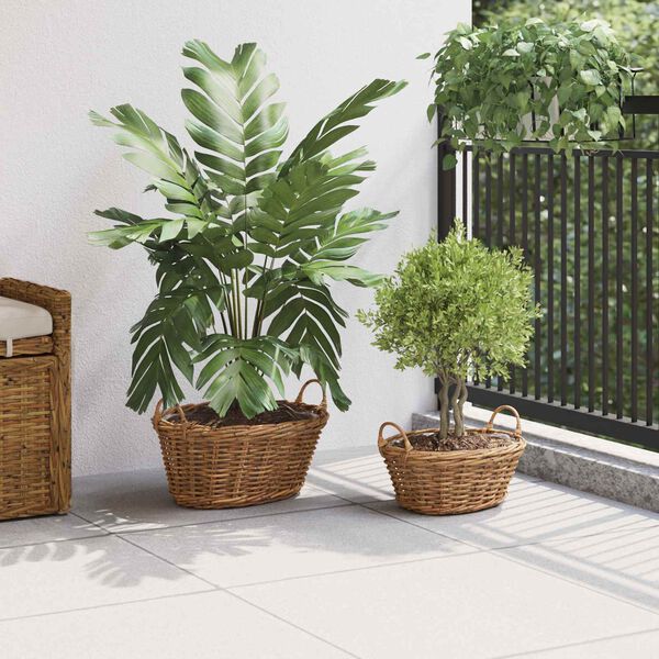vidaXL Panier de Plante avec stockage 2 pcs Marron Rattan Lacak