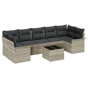 vidaXL Ensemble de canap&eacute; de jardin 8 pc Gris clair et gris fonc&eacute;