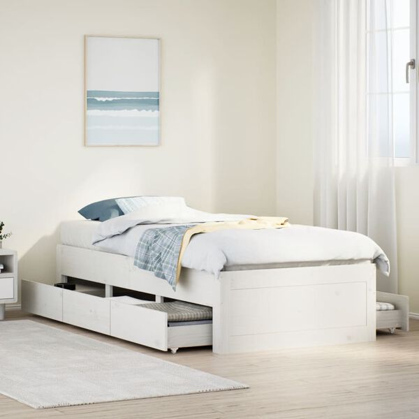 vidaXL Cadre de lit sans matelas avec tiroirs 75x190 cm bois de pin