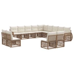 vidaXL Ensemble de canap&eacute; de jardin 13 pc Beige et blanc cr&egrave;me