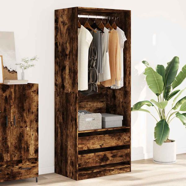 vidaXL Garde-robe ch&ecirc;ne fum&eacute; 80x50x200 cm bois d'ing&eacute;nierie