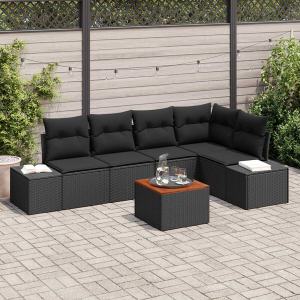 vidaXL Ensemble de canap&eacute; de jardin 6 pcs Noir