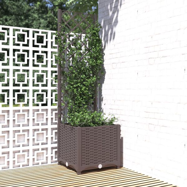 vidaXL Jardini&egrave;re avec treillis Marron 40x40x136 cm PP