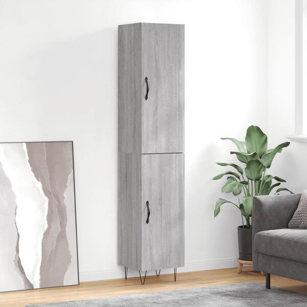 vidaXL Buffet haut Sonoma gris 34,5x34x180 cm Bois d'ing&eacute;nierie