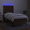 vidaXL Sommier &agrave; lattes de lit et matelas et LED Marron fonc&eacute; 90x200cm