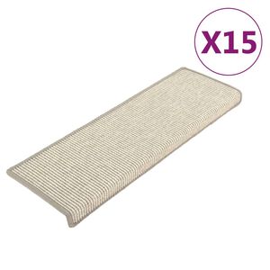 vidaXL Tapis d'escalier 15 pi&egrave;ces 65 x 21 x 4 cm Argent Bord rectangulaire