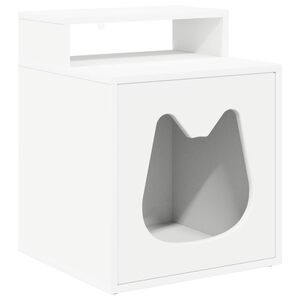 vidaXL Maison pour chat Blanc 42,5 x 40 x 53,5 cm Bois d'ing&eacute;nierie