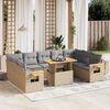 vidaXL Salon de jardin avec coussins 10 pcs beige r&eacute;sine tress&eacute;e