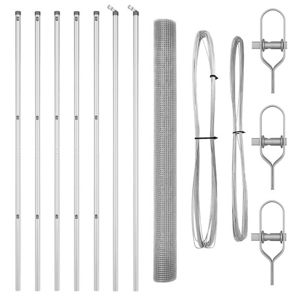 vidaXL Cl&ocirc;ture avec poteaux Argent 1.6 x 10 m Acier