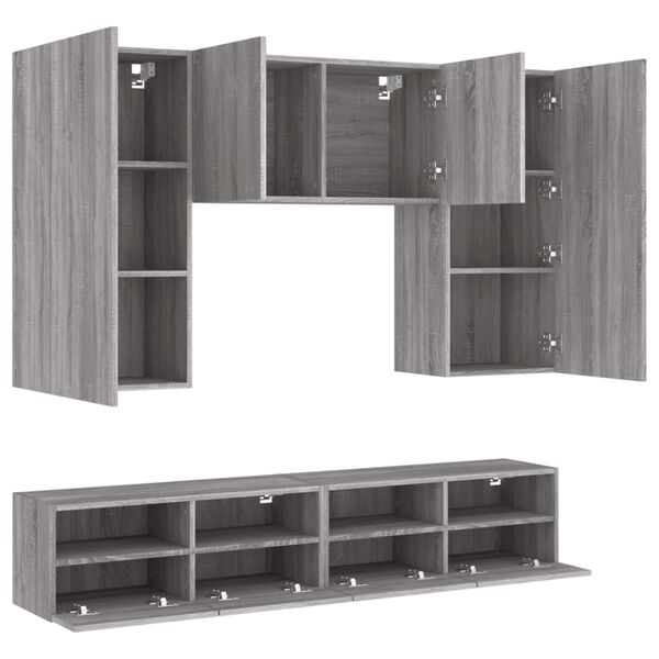 vidaXL Unit&eacute;s murales TV 5 pcs sonoma gris bois d'ing&eacute;nierie