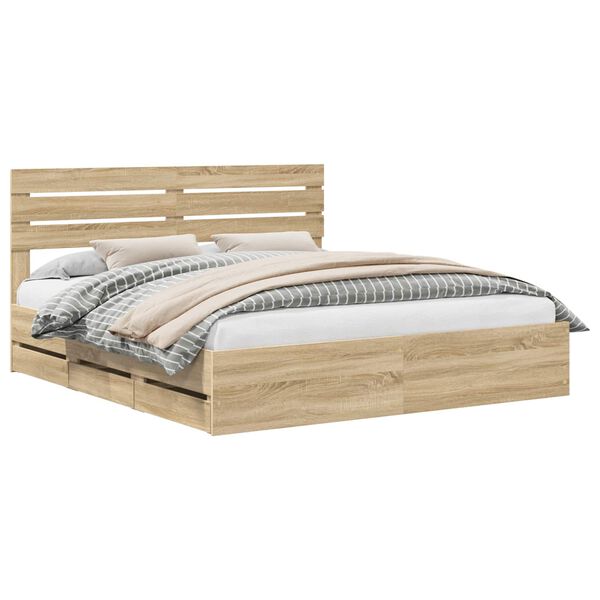 vidaXL Cadre de lit Ch&ecirc;ne Sonoma 180 x 200 cm Bois Ing&eacute;nierie