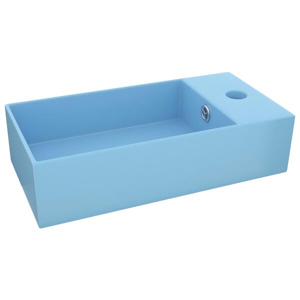 vidaXL Lavabo de salle de bain avec trop-plein Céramique Bleu clair