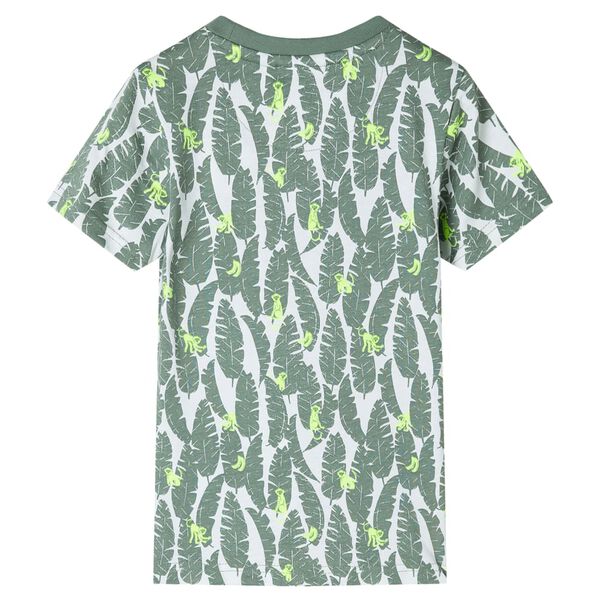 T-shirt pour enfants &eacute;cru et lierre fonc&eacute; 128