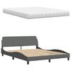 vidaXL Lit avec matelas Hanko gris fonc&eacute; 160x200 cm tissu