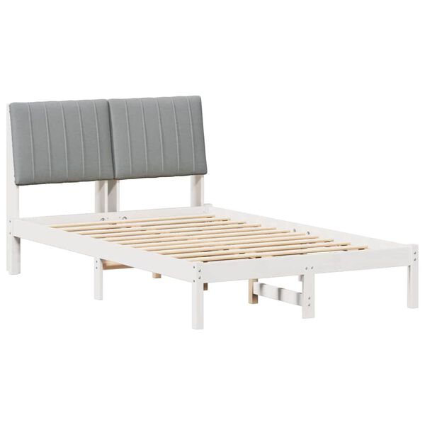 vidaXL Cadre de lit avec t&ecirc;te de lit Blanc 120 x 200 cm Pin massif