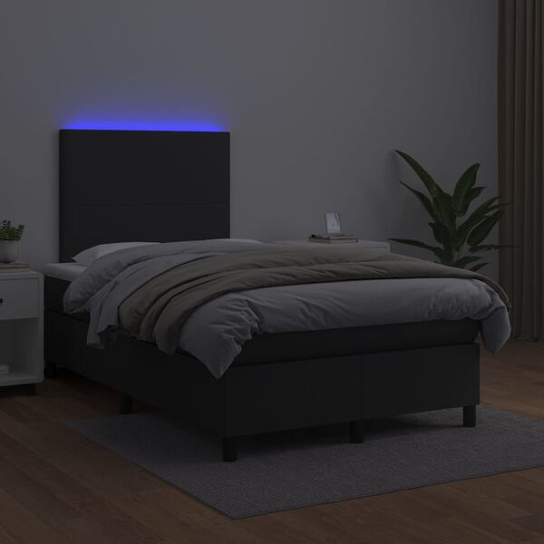 vidaXL Sommier &agrave; lattes de lit avec matelas et LED Noir 120x200 cm