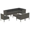 vidaXL Salon de jardin 9 pcs avec coussins R&eacute;sine tress&eacute;e Gris