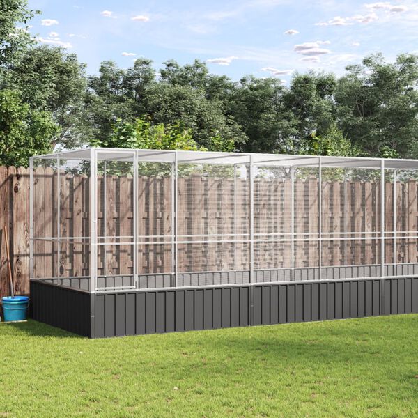 vidaXL Voli&egrave;re avec extension argent&eacute; 832x207x212 cm acier