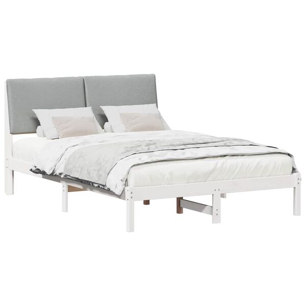 vidaXL Cadre de lit avec t&ecirc;te de lit Blanc et gris clair 140 x 200 cm