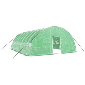 vidaXL Serre avec cadre en acier vert 48 m&sup2; 8x6x2,85 m