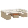 vidaXL Ensemble de canap&eacute; de jardin 10 pc Beige et cr&egrave;me polyrotin