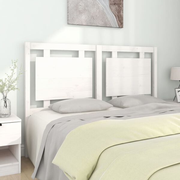 vidaXL T&ecirc;te de lit Blanc 145,5x4x100 cm Bois massif de pin