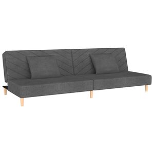 vidaXL Canap&eacute;-lit &agrave; 2 places avec deux oreillers Gris fonc&eacute; Tissu