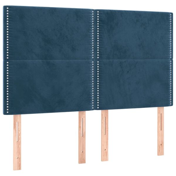 vidaXL T&ecirc;te de lit Bleu fonc&eacute; 144 x 5 x 118/128 cm Velours