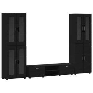 vidaXL Ensemble meuble TV FLORIN 3 pc Noir Bois d'ing&eacute;nierie