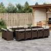vidaXL Ensemble &agrave; manger de jardin avec coussins 15 pcs marron rotin