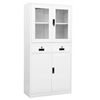 vidaXL Armoire de bureau Blanc 90x40x180 cm Acier et verre tremp&eacute;