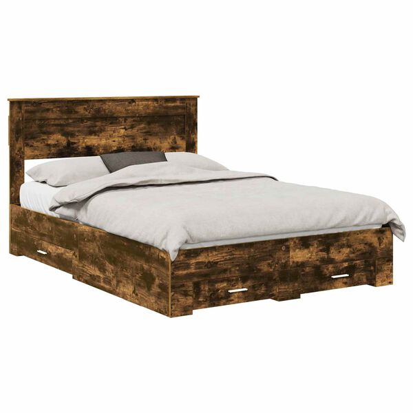 vidaXL Cadre de lit avec tiroir avec t&ecirc;te de lit Bois d'ing&eacute;nierie