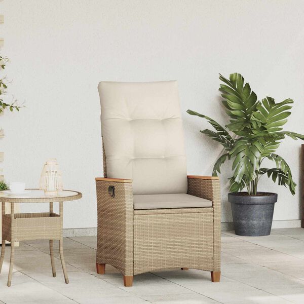 vidaXL Chaise de jardin inclinable Beige et cr&egrave;me 64 x 57,5 x 112 cm