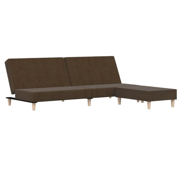 vidaXL Canap&eacute;-lit &agrave; 2 places avec repose-pied Marron Tissu