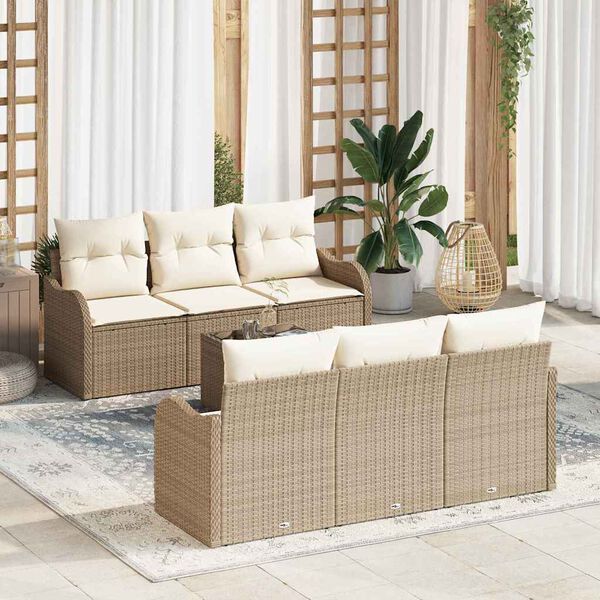 vidaXL Ensemble de canap&eacute; de jardin Beige 55 x 55 x 37 cm polyrotin
