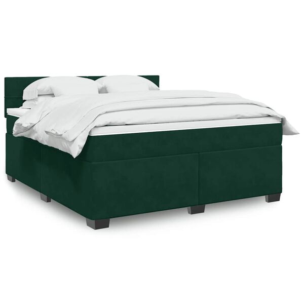 vidaXL Sommier &agrave; lattes de lit et matelas Vert fonc&eacute; 180x200cm Velours