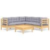 vidaXL Salon de jardin 6 pcs avec coussins gris Bois de pin massif