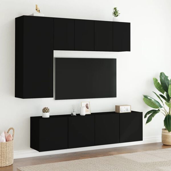 vidaXL Unit&eacute;s murales TV 5 pcs noir bois d'ing&eacute;nierie