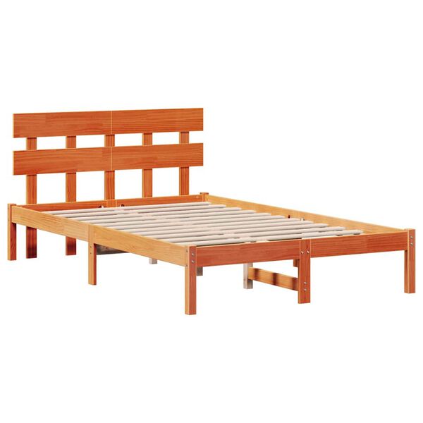 vidaXL Cadre de lit Marron 135 x 190 cm Bois de pin massif